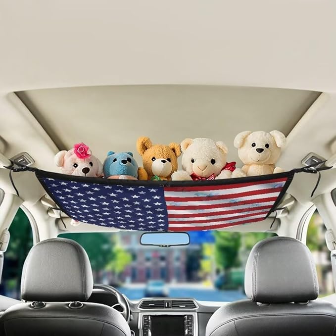American Butterfly Flag Car Roof Storage Bag Hanging Car Storage Bag Premium Car Seat Organizer Inner Car Accessories Compatible with Most Vehicles
