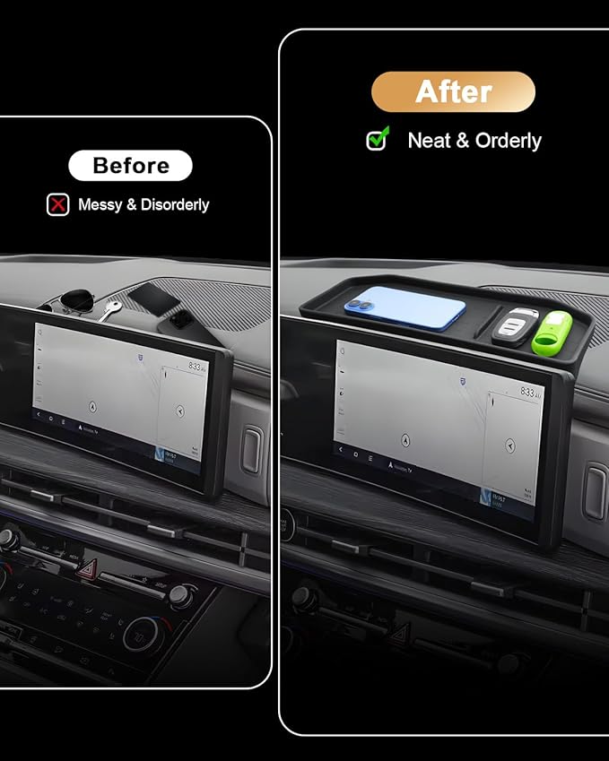 ECOZEN Behind Screen Organizer For 2024-2026 Hyundai Santa Fe/Santa Fe Hybrid - Silicone Dashboard Storage Tray For 2024-2026 Santa Fe Accessories - Center Console Organizer Tray Interior Accessory