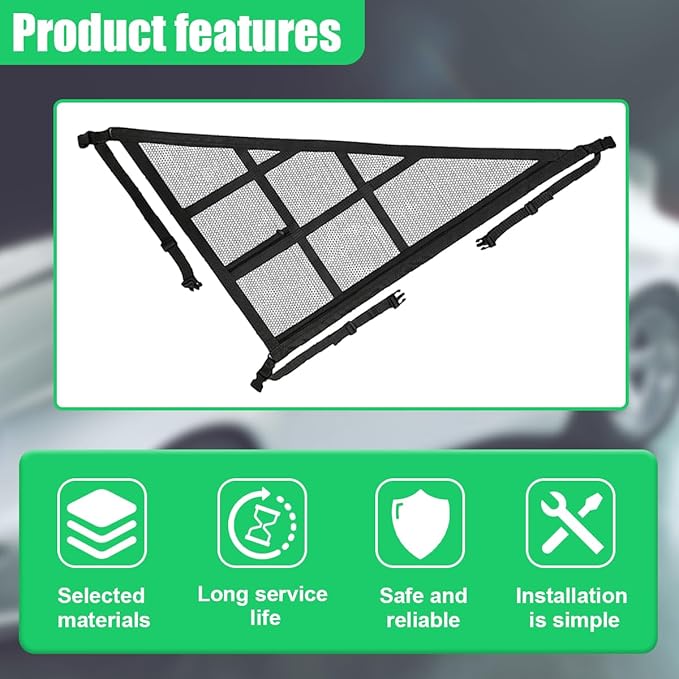 Double-Layer Car Ceiling Cargo Net, 31.49" x 20.86" Auto Roof Mesh Storage Pocket with Adjustable Buckle, 3 & 4-Handle Vehicle Interior Organizer Bag for Road Trips and Camping (Black)
