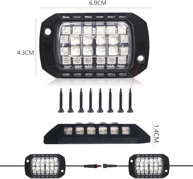 RGB Rock Lights, 8 Pods 36 LEDs SMD Chips Super Bright App Control Underglow Neon Light Exterior Chassis Wheel Well Glow Kit for Off Road Cars Trucks Jeep SUV UTV ATV RZR Golf Cart