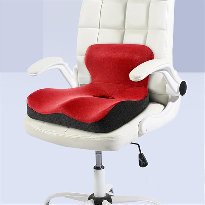 Car Seat Cushion & Lumbar Support Memory Foam Chair Pad, Back Support Pillow Chair Cushion for Office Reduce Tailbone Pressure & Improve Comfort(Light Gray)