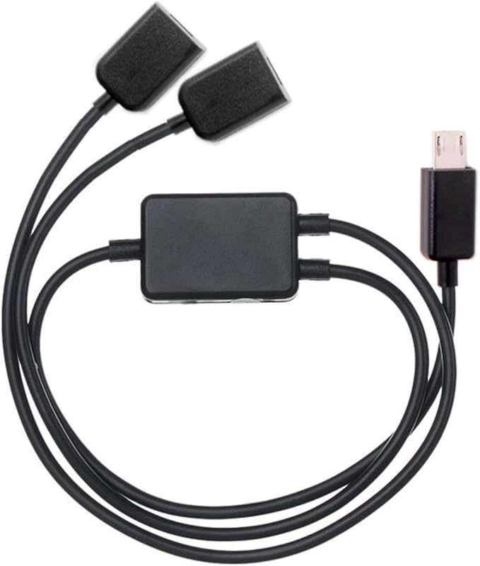JSER Micro USB 2.0 OTG to Dual Ports Micro USB 2.0 5Pin Female Hub Cable Compatible for Laptop PC & Mouse & Flash Disk
