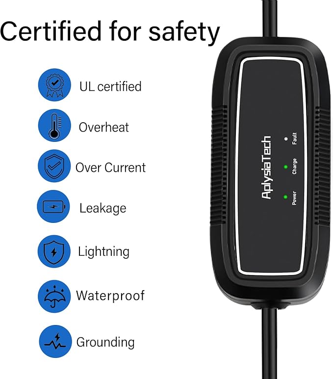 Level 1+2 EV Charger, 16Amp 110-240V, Portable SAE J1772 Electric Car Chargers, Plug-in EV Charging Station for Home,21 Ft Level 2 Charger Cable NEMA 6-20Plug(Tesla Need Adapter)
