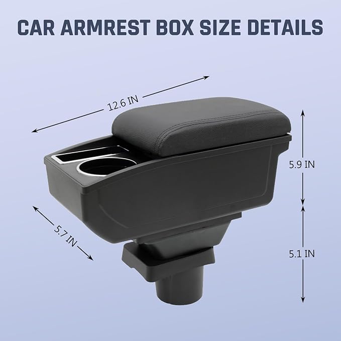 Car Armrest Box for Toyota Yaris Vitz 2006-2011 Auto Accessories Center Console Leather Arm Rest Double-Layer Storage Space with Cup Holder (Black Thread)
