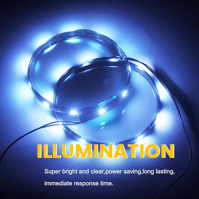 YM E-Bright Led Strip Light for Car 27cm 5050 15SMD Waterproof Car Underglow Light Motorcycle Golf Cart Decoration Interior Exterior Lights Strip,Ice Blue DC12V (Pack of 4)