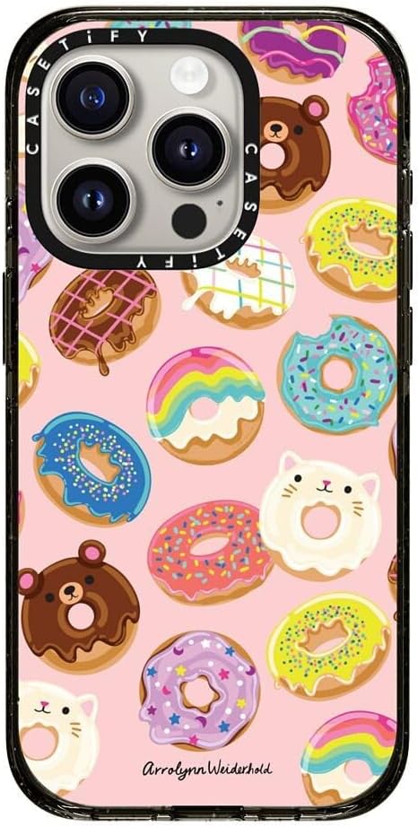 CASETiFY Impact Case for iPhone 15 Pro [8.2ft 4X Military Grade Drop Protection/Compatible with Magsafe] - Donuts - Clear Black
