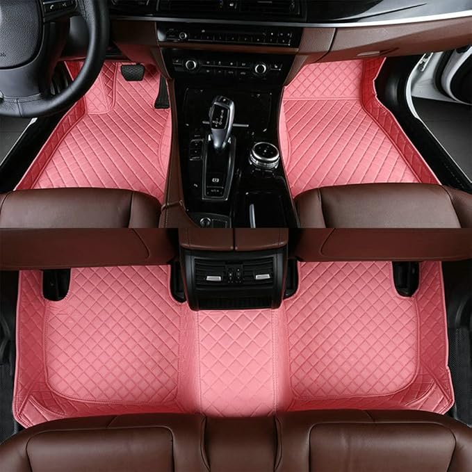 Car Floor Mats Automotive Floor Mats Vehicle Specific All Weather Protection Custom Compatible with Most of 98% Cars SUVs (Color Pink)