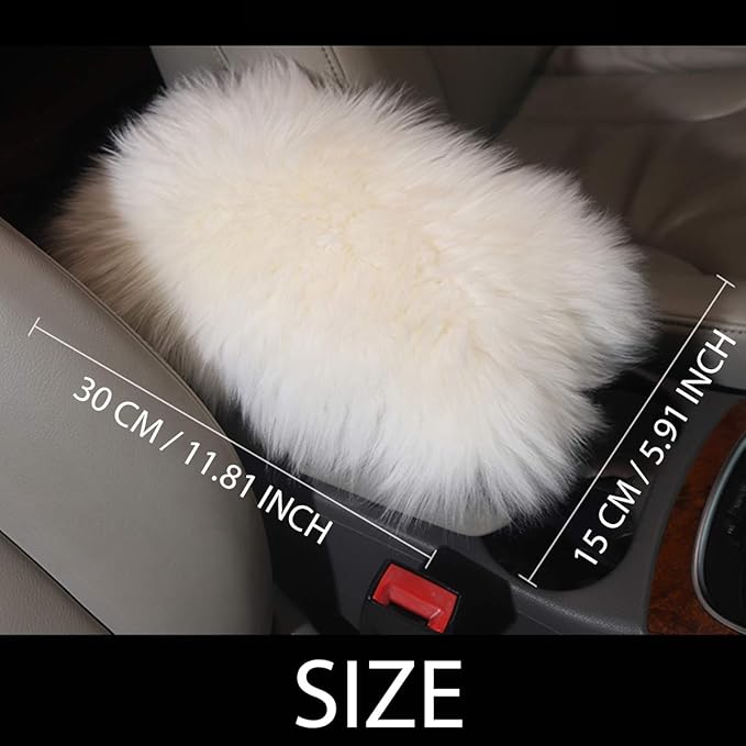 Armrest Cover for Car, Auto Center Console Pad Furry Sheepskin Wool Car Armrest Seat Box Cover Protector Universal Fit (Grey)