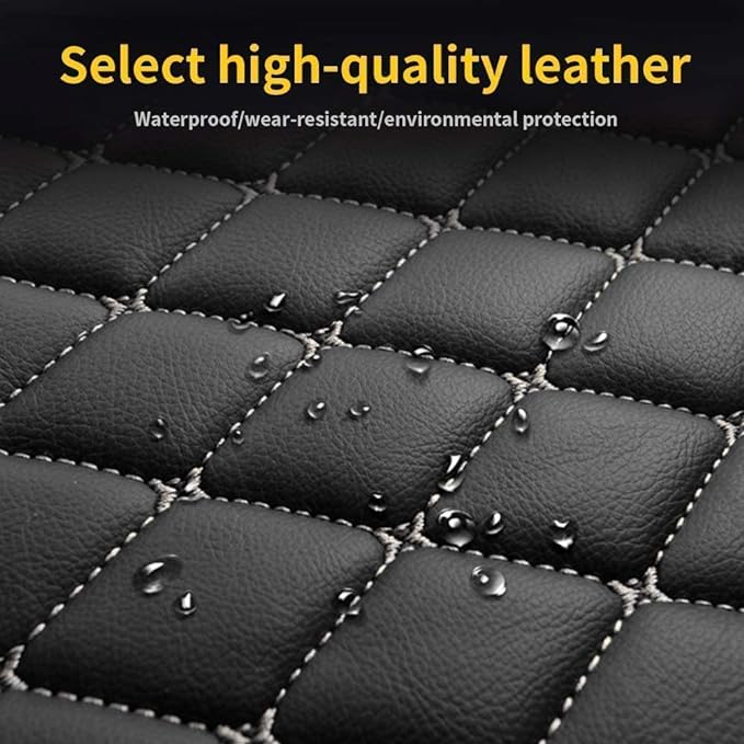 Custom Making Car Floor Mats Compatible for 2000-2025 All Mode Sedan SUV Sports Car Full Coverage Cute Pads Protection Non-Slip Leather Floor Liners (Black+Blue Edge)