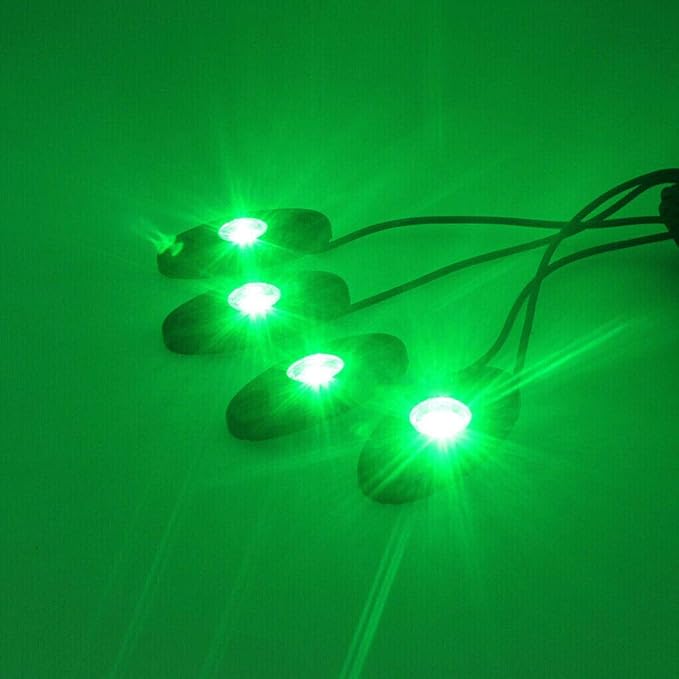 4 Pods LED Rock Light for Jeep ATV SUV Offroad Car Truck Boat Underbody Glow Trail Rig Lamp Underglow LED Neon Lights Waterproof 12V 24V - Green