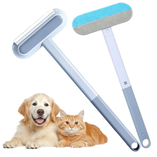2025 New Pet Hair Remover, 4 in 1 Pet Hair Removal Tool for Couch Carpet Furniture, Multifunctional Double Sided Dogs Cats Hair Removal Brush, Reusable Cleaning Brush for Window (2 Pc)