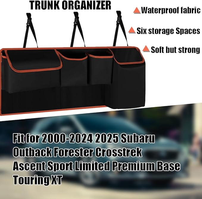 Car Trunk Organizer Hanging Backseat Storage Bag for 2000-2024 2025 Subaru Outback Forester Crosstrek Ascent Sport Limited Premium Base Touring XT SUV Accessories