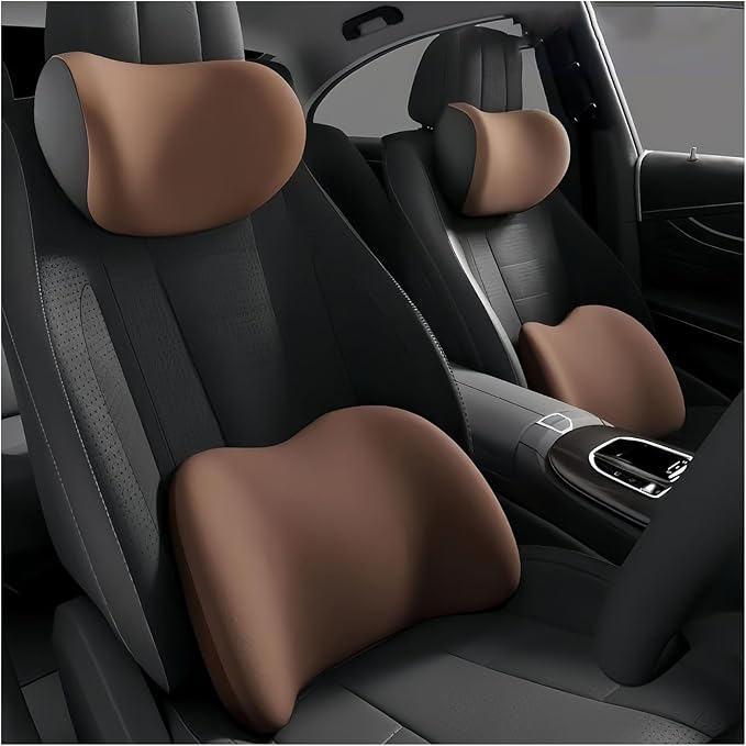 Car Lumbar Support Pillow and Car Neck Pillow Kit for Acura MDX 2000-2020 2021 2022 2023 2024 2025 2026, Car Seat Neck Back Rest Pillows, Ergonomic Car Seat Headrest & Lumbar Cushion