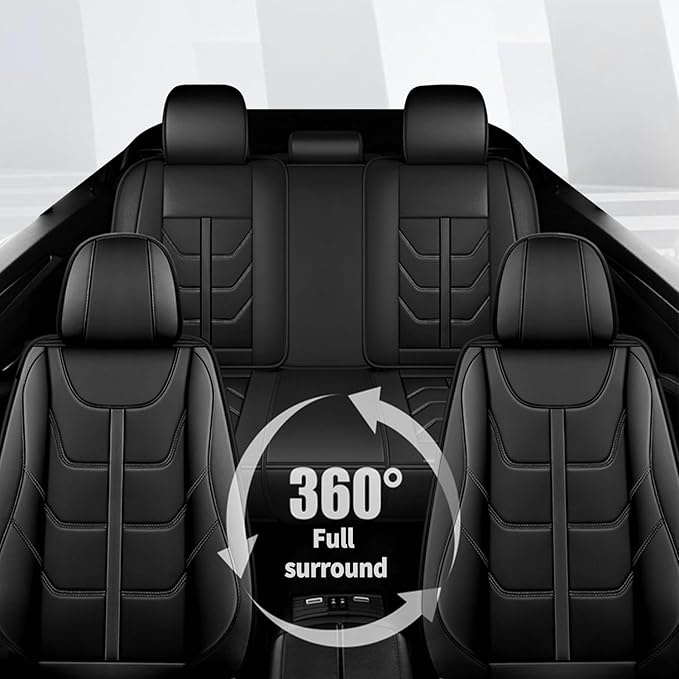 TTX LIGHTING Car Seat Covers fit for Toyota Prius 2003-2015 Full Set: Premium Leather Automotive Seat Cover with Airbag Compatible Waterproof (5 Seats, Black)