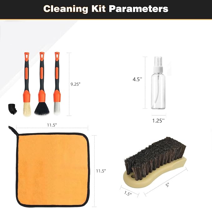 Car Detailing Brush Kit, Ultra Soft Long Bristle Horse Hair Leather Cleaning Brush,Car Cleaning Kit Interior for Seats Leather Care