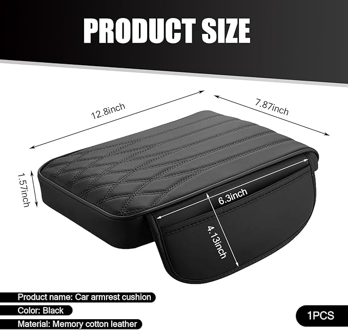 Car Center Console Cover, Car Armrest Cushion, Car Arm Rest Cover Pad, Car Center Console Cushion Pad, Middle Console Cover, Car Accessories, Universal for Most Cars (Black #1 PC)