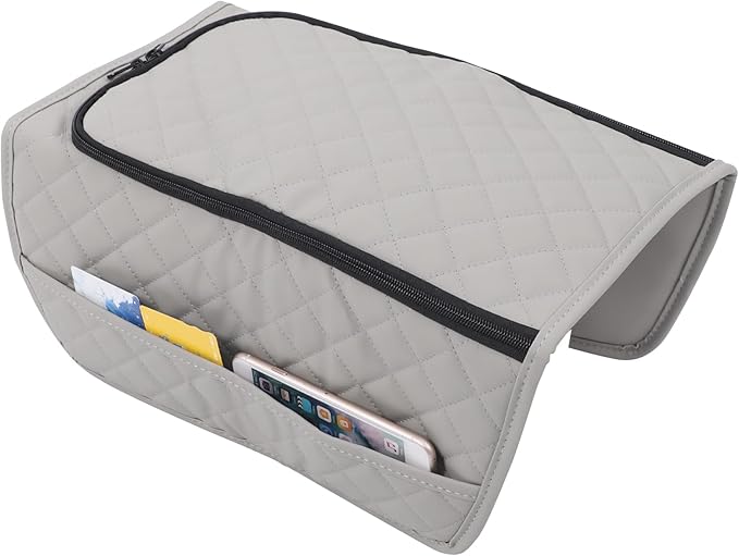 Center Console Armrest Cover Compatible with Toyota Tundra 2022+ Sequoia 2023+ Leather Middle Console Cushion Lid Pad Waterproof Anti-Scratch Armrest Seat Box Cover With Pocket Storage Bag Accessories