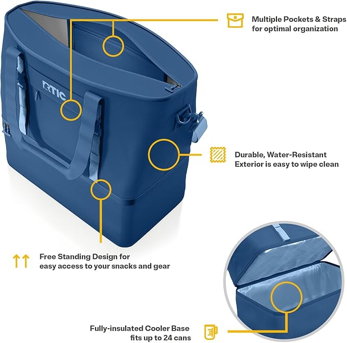 RTIC 2-in-1 Chillout Bag Soft Insulated Cooler Tote, Portable, for Lunch, Beach, Travel, Drink, Beverage, Car, Camping, Picnic, 24-Can Capacity,