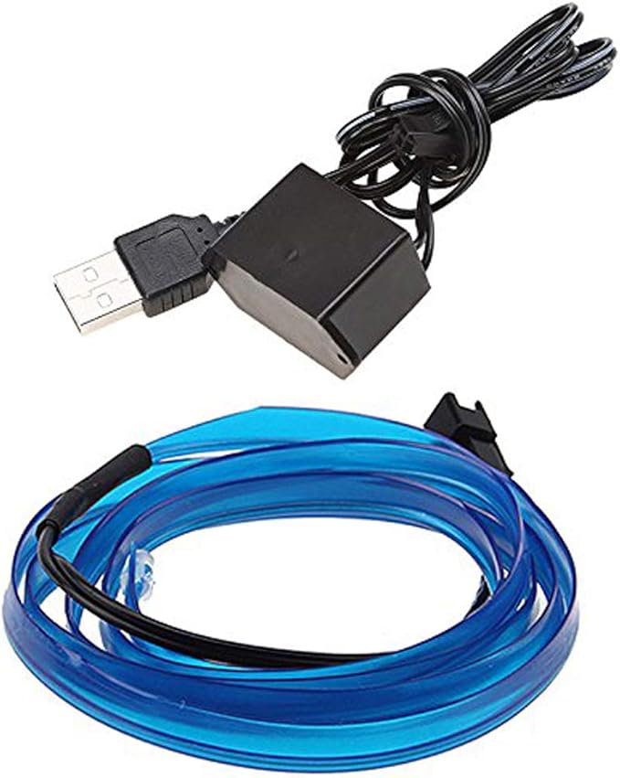 2M/6FT USB Neon EL Wire Cold Lights High Brightness Electroluminescence Wire with Drive Light Lamp Glow String Strip for Xmas Party Festival Decoration(Blue)
