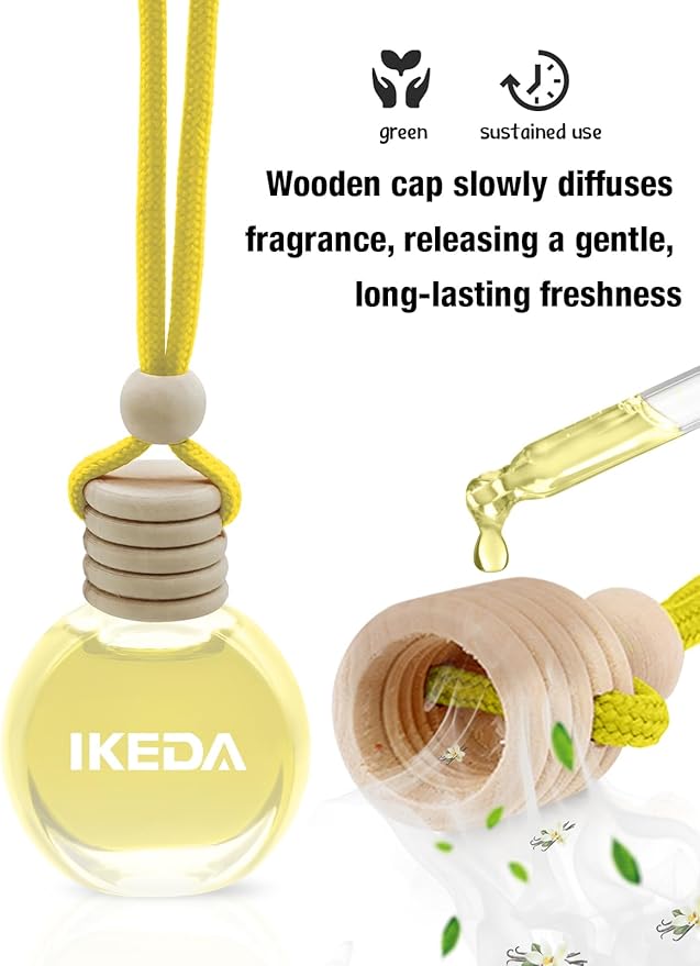 Ikeda Car Air Freshener: Hanging Car Smell Air Freshener | 10ml Hanging Car Perfume | Long Lasting Fragrance | Strong Scents Diffuser for Auto Home (Pineapple)