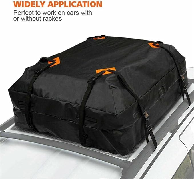 Enfudid Car Roof Bag Cargo Carrier, Waterproof Large Cube Storage Bag, Anti-Tear Oxford Tarpaulin Roof Top Carrier, Car Cargo Black Roof Bag for Car SUV Camping Bag