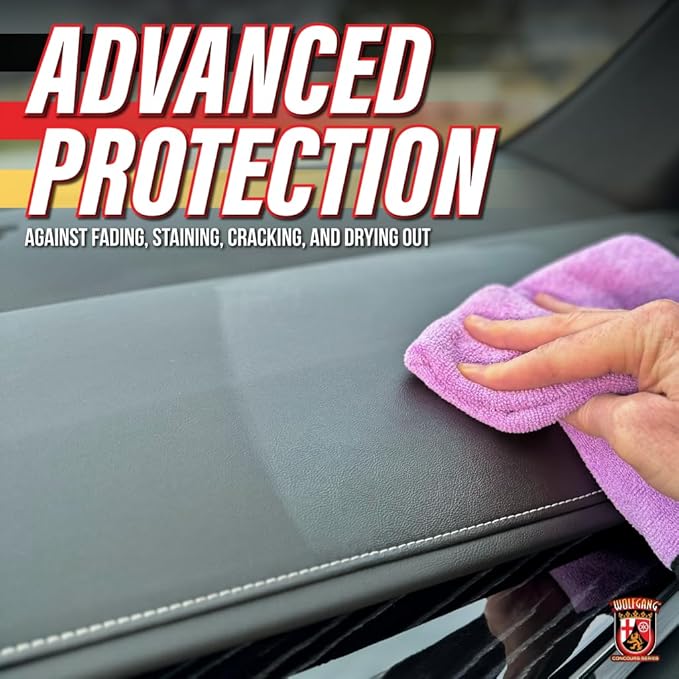 Wolfgang Cockpit Trim Sealant | Interior UV Protection & Restorer for Leather, Vinyl, Plastic, Rubber, Wood & Metal | Prevents Fading, Cracking & Staining | Non-Greasy, Natural Finish | 8 oz.
