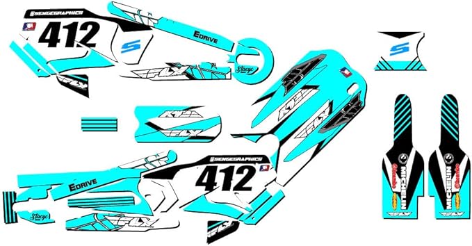 12eDRIVE Fly Racing Teal Senge Graphics Kit Compatible with Stacyc