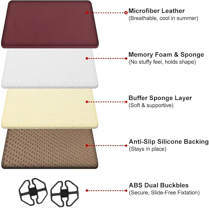 Car Seat Cushion, Thin Seat Cushion 0.78in, Office Chair Cushion, Car Seat Cushions for Driving, Summer Breathable Driver Seat Cushion for Long Sitting Relief, Car Seat Pad(Volcanic Red)