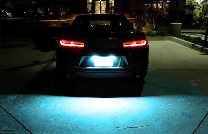 iJDMTOY Ice Blue Full LED License Plate Light Kit Compatible With Chevrolet 2014-24 Camaro, 2013-15 Malibu, 2011-15 Volt, 2016-up Cruze, 18-SMD Aqua LED & Can-bus Error Free
