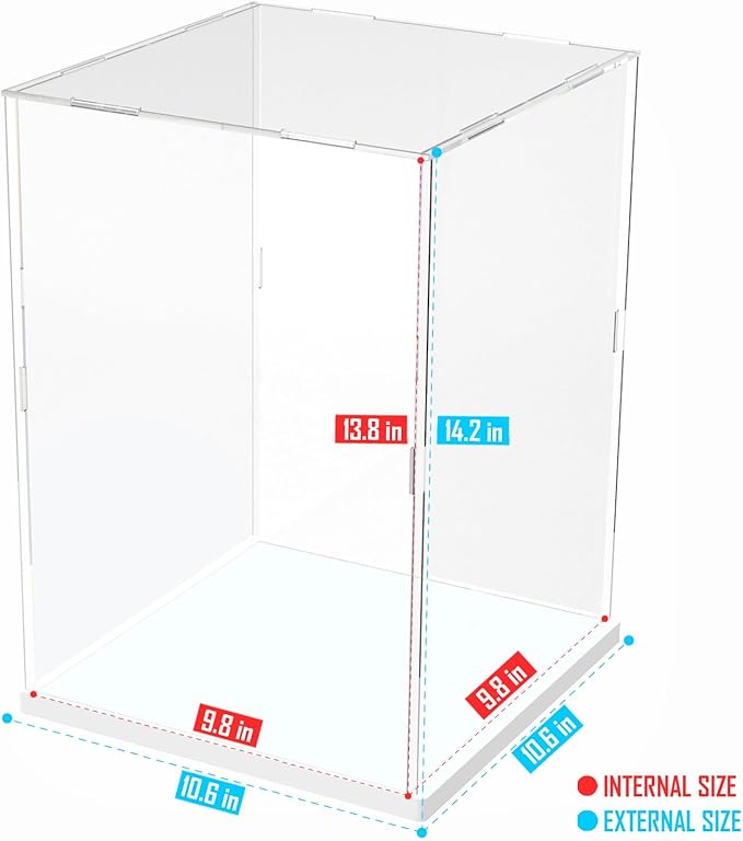 Choowin Acrylic Display Case for Lego Cat 21349 for Lego R2D2 75308 for Lego Transformers Soundwave 10358 Thickened Clear Acrylic Display Cases for Collectibles Assemble Dustproof Display Box(White)