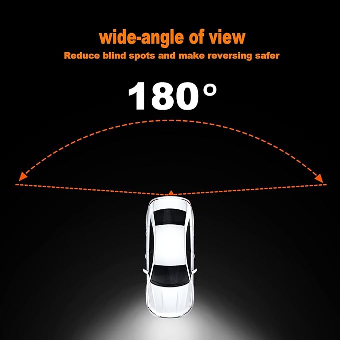 180° Wide Angle Reverse Camera with Night Vision, IP69K Waterproof Rear View Camera with 5 LED Lights, CVBS/AHD Signal, Parking Guidelines, Front/Rear Mount, 26ft Cable – Universal for Car Truck RV