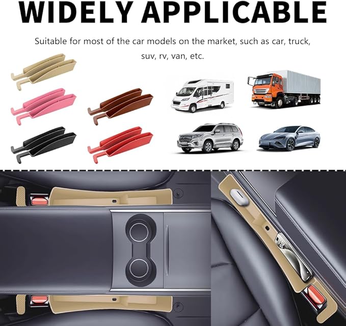 Stacool 2PCS New Car Seat Gap Filler with 2 Storage Areas,Stylish Car Seat Gap Storage for Stabilizing Phone,Keys Wallet,Universal Car Seat Gap Filler Organizer (Carbon Beige)