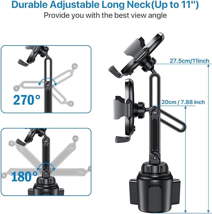 Miracase Universal Cup Phone Holder for Car, [Upgraded Version] Adjustable Long Neck Car Cup Holder Phone Mount Cradle Friendly Compatible with iPhone Samsung Google and All Smartphones, Crystal Pink