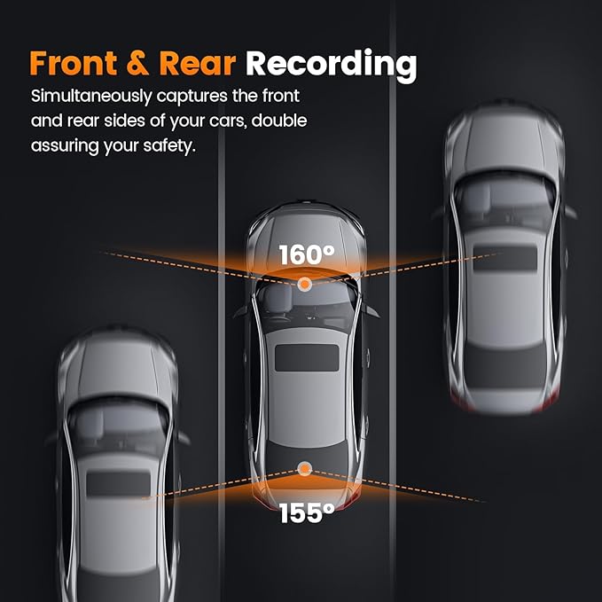 4K+1080P Dash Cam Front and Rear,64GB Card Included,5.8GHz WiFi Dash Camera for Cars,App up to 20MB/s Fastest Download,G-Sensor,Night Vision,24h Parking Monitoring,Loop Recording,170° Wide Angle