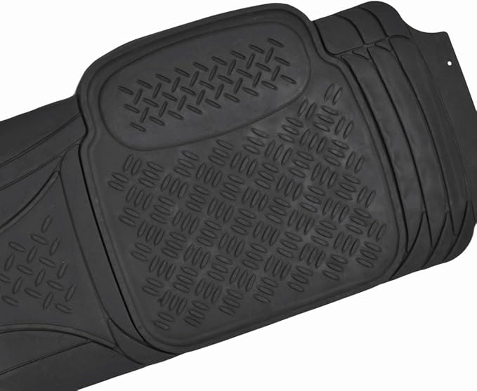 BDK Heavy Duty Diamond Complementary Rubber Rear Floor Mats Liners, All Weather Protection, Designed for Trucks Cars Sedan SUV