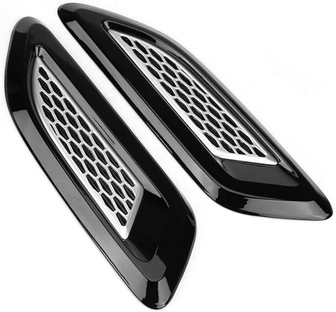 Exterior Hood Air Vent Outlet Wing Trim ABS Plastic Hood Air Vent Trim Replacement for 2012-2018 Sport 2014-2018 Discovery 4 2010-2016 2 2007-2014 (Black & Silver)
