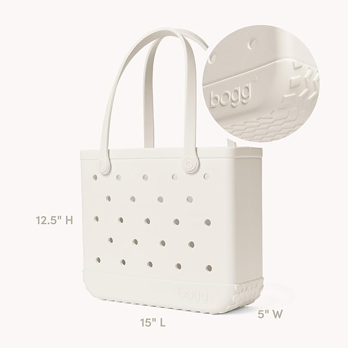BOGG BAG Medium Tote – 15” x 12.5” x 5” – Durable, Washable, Tip-proof – Beach, Pool, Boat, Work, Sports (Coconut)