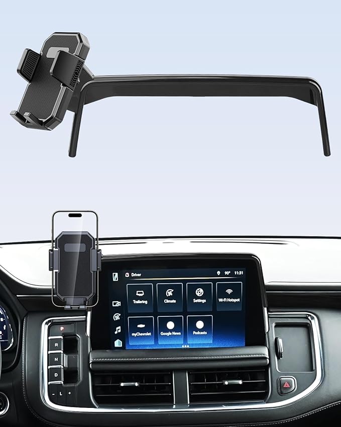 PZK Car Phone Mount for 2021-2024 Chevy Chevrolet Tahoe/Suburban/GMC Yukon/GMC Yuhon XL LT/Z71/RST/High Country Accessories 10.2-inch Screen Auto Lock Car Phone Holder Not Affect Vent