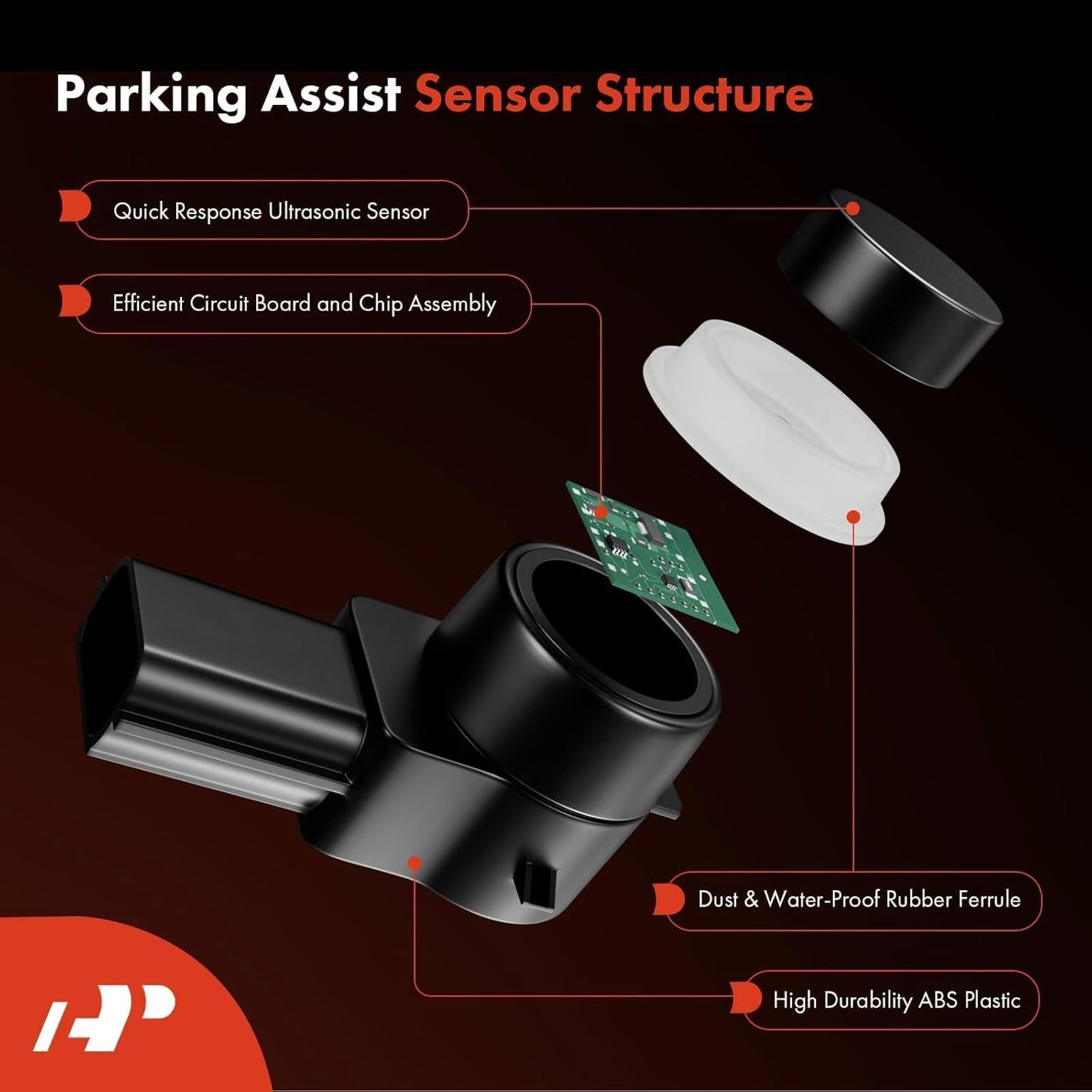 A-Premium 4-PC Reverse Backup Parking Aid Assist Sensor Compatible with Chevy, GMC, Buick, Cadillac & Saturn Models - Silverado, Traverse, Tahoe, Sierra, Yukon, Enclave, DTS, SRX, Escalade, Outlook