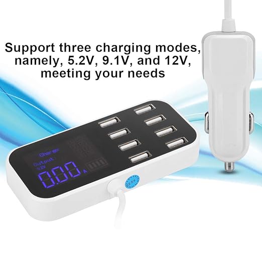 FLEXMAN 90W Powered USB Hub, 5.2V 9.1V 12V 3 Modes Data Hub Portable Car Use Power Adapter with LED Screen for Laptop PC Computer Printer