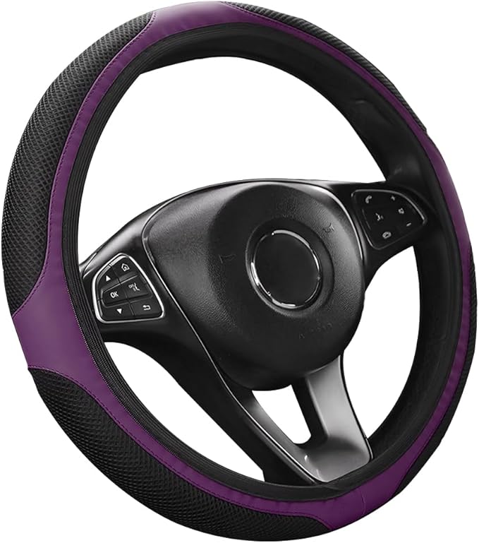 LoyaForba Car Steering Wheel Cover, Universal 14.5-15 Inch, Soft Anti-Slip Neoprene Protector for Steering Wheel, Breathable Odorless and Elastic Stretch, Car Accessory for SUV, Van, Truck (Purple)