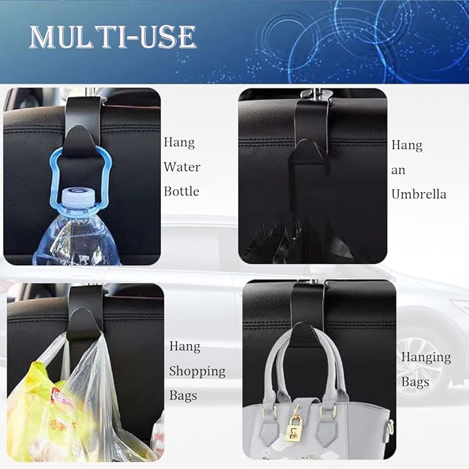Car Headrest Hook for Purses and Bags 4 Packs, Universal Car Vehicle Headrest Hook,Vehicle Storage Organizer(Brown,4Pack)