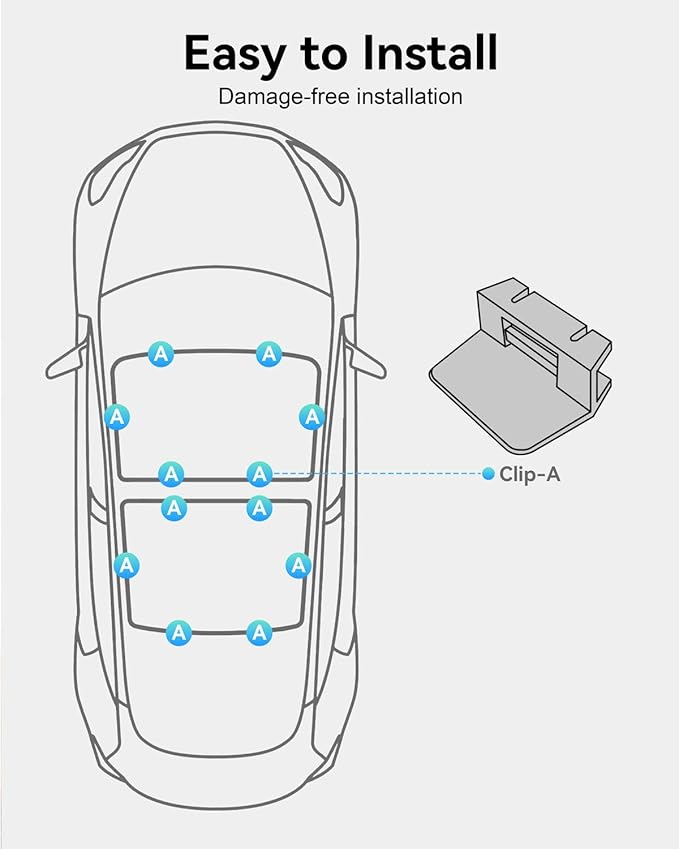HALOBLK Non-Sagging Model 3 Sunshade Roof with Advanced Nano-Ice-Crystal Heat Insulation Coating, Foldable Roof Sun Shade with Storage Bag for 2024-2025 Model 3 Accessories