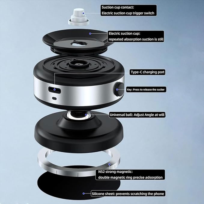 360 Rotatable Magnetic Phone Mount - Electric Vacuum Car Phone Holder