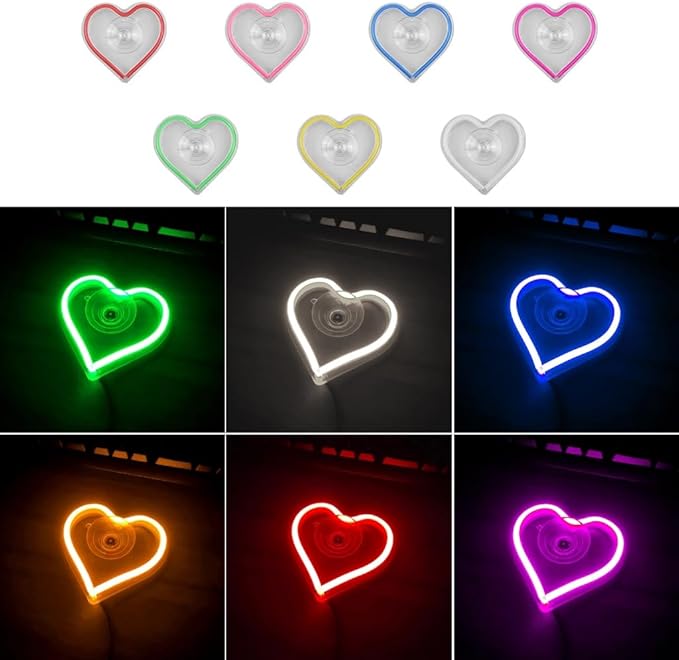 Car LED Ambient Light, Love Heart USB Vehicle Neon Lighting with Remote Control for Triangle or Back Window, Car Interior Accessories for Car, Bedroom, Party (Pink)