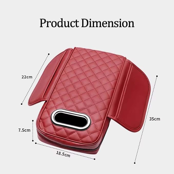 Car Center Console Armrest Pad for Lincoln, Leather Cover with Storage Pocket & Tissue Box Holder, Memory Foam Cushion for Aviator Standard SUV 2020-2025,Multi-Colored