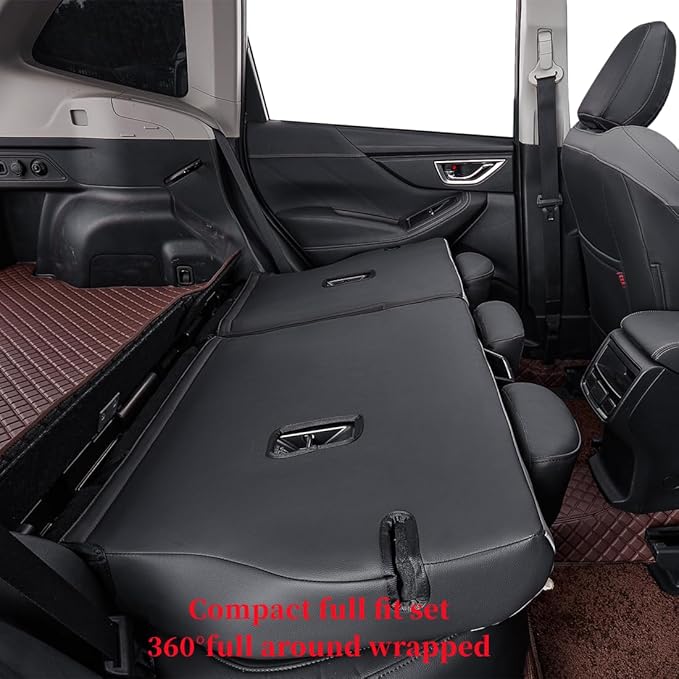 coverdream Forester Car Seat Covers Custom Fit for 2009-2013 Subaru Forester Seat Covers,Rear Seat W/Cup Holder,Full Coverage Waterproof Leather Seat Protector(Full Set,Black/Gray)