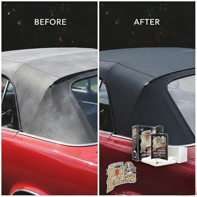 Doc Baileys Black Leather Detail Kit - All-in-One Leather Cleaner, Conditioner, Dye & Waterproofer - Restores Faded Black Leather, Vinyl & Rubber for Motorcycle Seats, Jackets, Boots & Cars 4oz