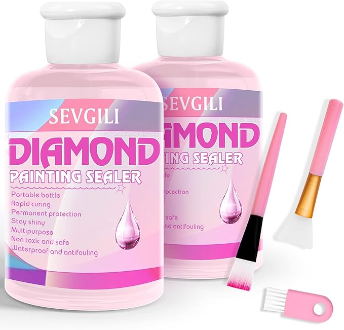 Sevgili Diamond Painting Sealer Kit 240ML with Brushes, Sealer Puzzle Glue, Adults Diamond Painting Accessories and Tools, 8OZ
