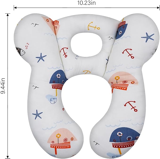 Baby Travel Pillow, Upgrade U-Shape Infant Pillow for Car Seat Pushchair and Stroller, Soft Comfortable Sleep Cushion for Kids Newborn and Toddler -Starfish White